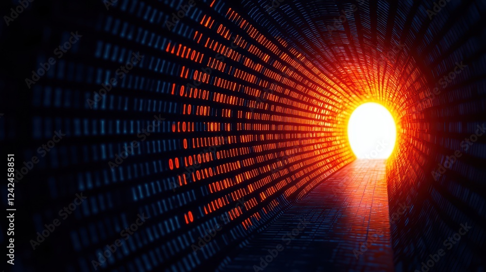 Poster light at the end of a digital tunnel representing data concepts