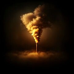 Fototapeta premium Dark Orange Industrial Smoke Plume at Night
