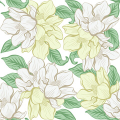 Cute magnolia flower pattern for fabrics, prints or crafting