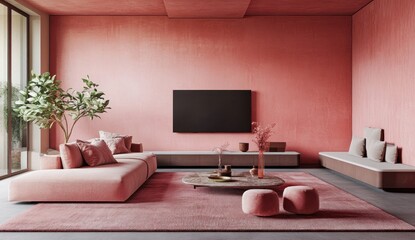 Serene Pink Living Room Interior Design