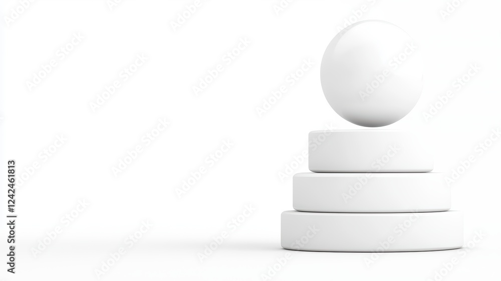 Poster minimalist design with geometric shapes and a spherical object