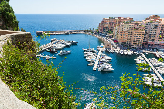 Boats moored at Port de Fontvieille. Monaco.