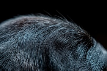 Close-Up of a Dog's Dark Fur, Texture and Details