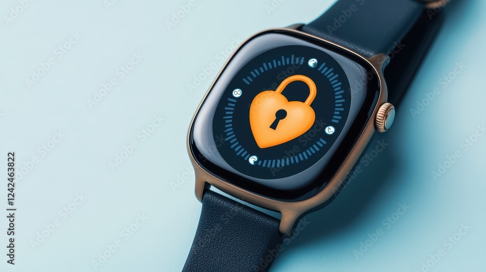 Aufkleber modern smartwatch displaying security lock icon on light background