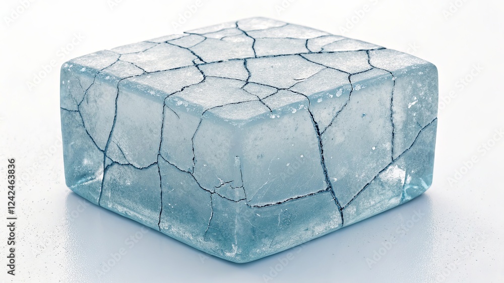Aufkleber a blue square with cracks in it