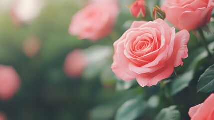 Frame of luxurious red roses in full bloom, Generative AI