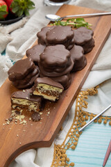 Chocolate alfajores stuffed biscuits argentinian peruvian sweet dessert food