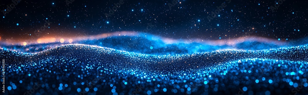 Wall mural experience the tranquility of a blue gradient background where grainy glowing blue light illuminates