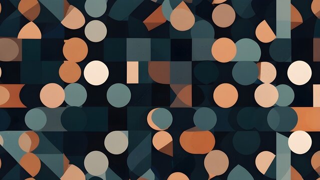 Minimal geometric abstract background. Circle square and triangle design. Generative AI