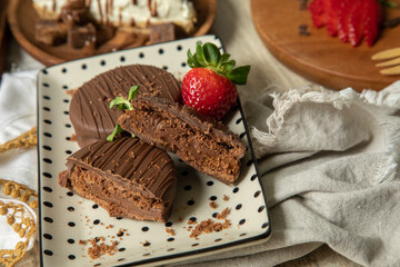 Chocolate alfajores stuffed biscuits argentinian peruvian sweet dessert food