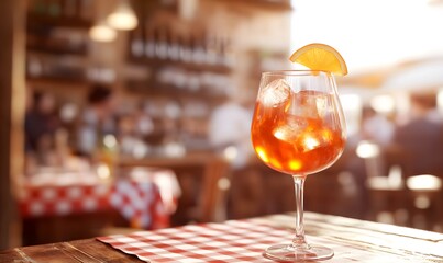 refreshing Aperol Spritz in a large balloon glass, Generative AI
