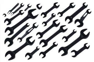 Naklejka premium A Collection of Black Wrenches, Perfect for Industrial or Automotive Use