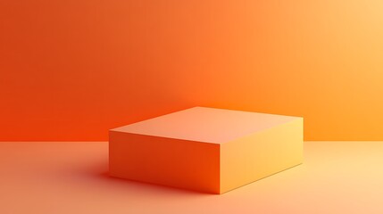 Fototapeta premium Orange cube display, studio backdrop