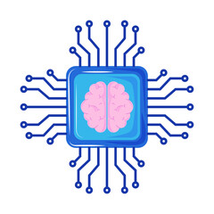 Fototapeta premium AI Microchip Brain Artificial Intelligence
