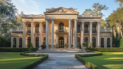 Obraz premium Classical Architecture Timeless classical architecture with grand columns, intricate detailing, and symmetrical facades, showcasing the elegance and permanence of ancient architectural styles.