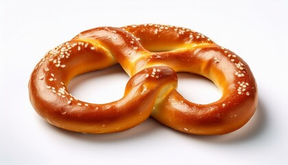 Fresh pretzel isolated white background. Donut with sesame seeds