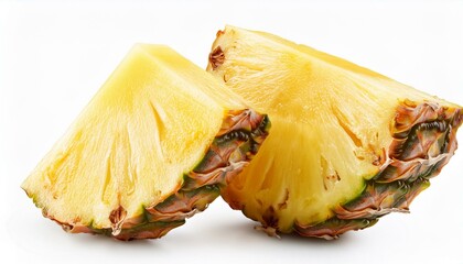Slice of pineapple. Cut pineapple fruit piece isolated white background