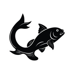 Catfish Silhouette Vector Art and Black Catfish Fish Illustration Design