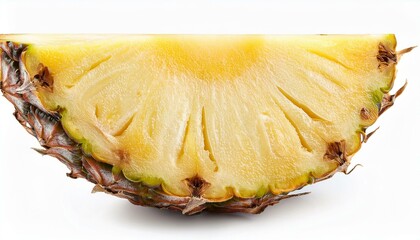 Slice of pineapple. Cut pineapple fruit piece isolated white background