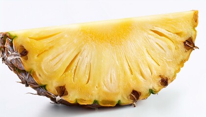 Slice of pineapple. Cut pineapple fruit piece isolated white background