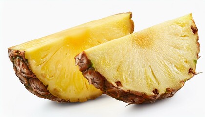 Slice of pineapple. Cut pineapple fruit piece isolated white background