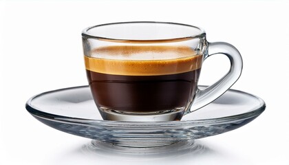 Cup of coffee. Glass cup of espresso coffee isolated white background