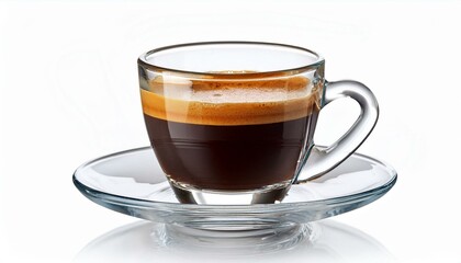 Cup of coffee. Glass cup of espresso coffee isolated white background