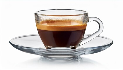 Cup of coffee. Glass cup of espresso coffee isolated white background