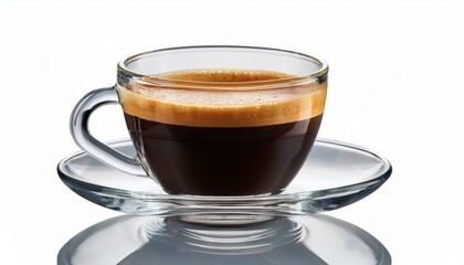 Naklejka premium Cup of coffee. Glass cup of espresso coffee isolated white background