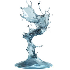 A dynamic splash of water forming an elegant spiral shape with droplets suspended in mid-air.