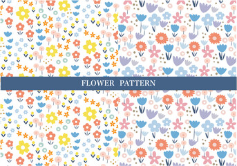 ボタニカルな花柄シームレスパターン春＊Springセット