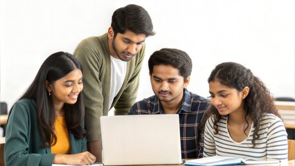 Fototapeta premium Indian Indian Students Preparing a Presentation Together