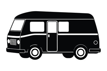 Silhouette of Camper Van vector art illustration2.eps