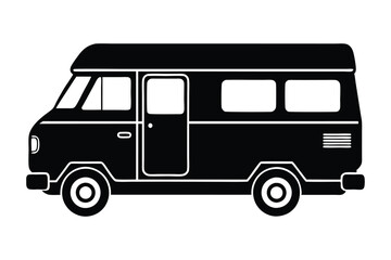 Silhouette of Camper Van vector art illustration.eps