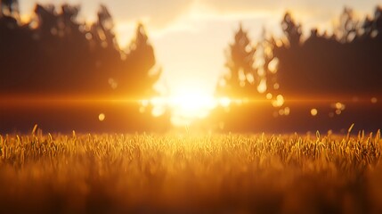Fototapeta premium Golden Sunset Over a Field of Grass