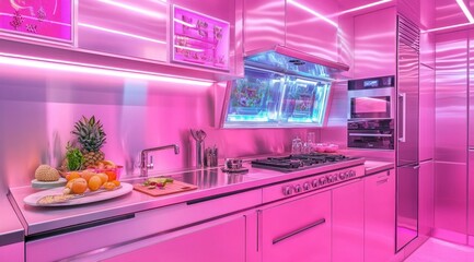 Pink Neon Kitchen: A Luxurious and Vibrant Culinary Space