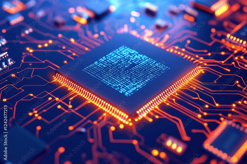 Poster digital world: microchip's glowing code
