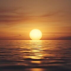 Obraz premium Golden Sunset Over Calm Ocean Water