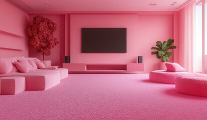 Pink Paradise: Modern Living Room Interior Design