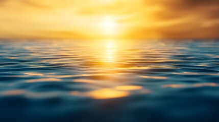 Fototapeta premium Golden Sunset Over Calm Ocean Water