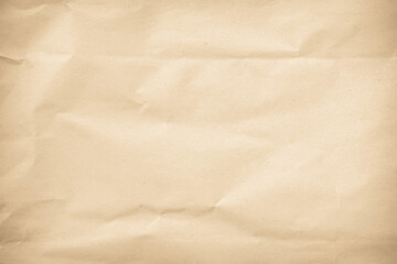 Old paper vintage texture surface for background. Recycle pale brown paper crumpled texture, Cream color recycled kraft paper texture blank with copy space for text.