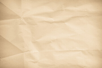 Old paper vintage texture surface for background. Recycle pale brown paper crumpled texture, Cream color recycled kraft paper texture blank with copy space for text.