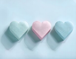 Fototapeta premium Festive Valentine's Day decorations: Sweetheart candies, pastel colors, arranged aesthetically.