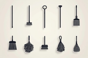 Naklejka premium Essential Cleaning Tools Collection: A Comprehensive Guide to Household Cleaning Supplies