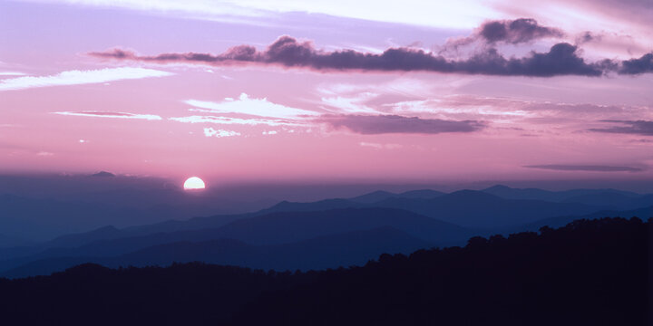 Sunset Lickstone Ridge Blue Ridge Mountains North Carolina 
