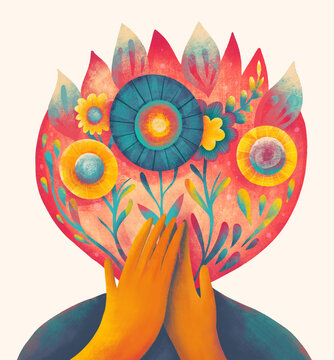 Colorful creative thoughts growing from mind