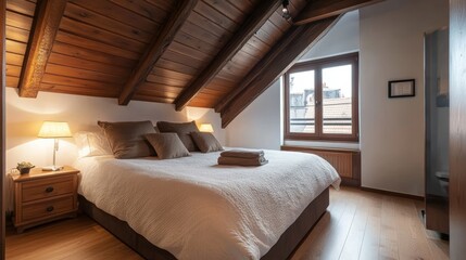 Comfortable bedroom of a modern loft