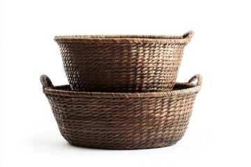 Obraz premium Two Elegant Wicker Baskets: A Rustic Storage Solution for Home Decor