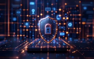 Hacker Internet. Digital technology. Cybersecurity, password protect personal information from online. Cyber security network. Shield icon and internet technology background.