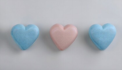 Fototapeta premium Festive Valentine's Day decorations: Sweetheart candies, pastel colors, arranged aesthetically.